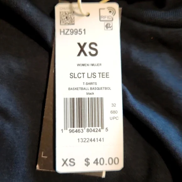 NWT Adidas Basketball Long Sleeve Tee Shirt Black Women's XS - Picture 6 of 11